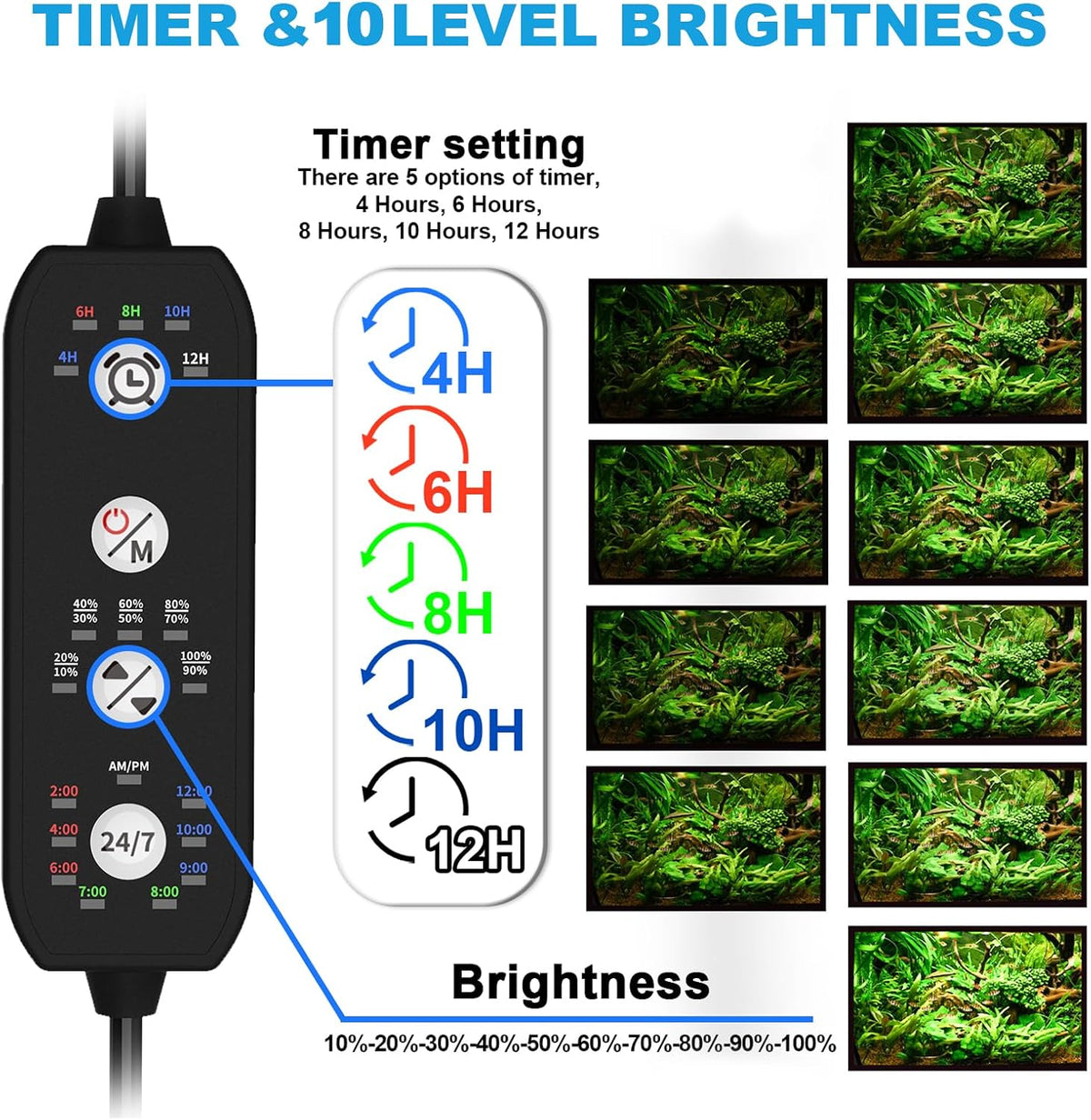 24/7 Led Aquarium Light for Plants Growth-Full Spectrum, 24-30 Inch | Fish Tank Light with Timer for Freshwater Tank