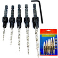 FTG USA Countersink Drill Bit Set 5 Pc Wood #4#6#8#10#12 Tapered Drill Bits