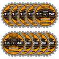 Ryltanks 7-1/4 Inch Circular Saw Blade 24T with 5/8 Inch Arbor, 10-Pack