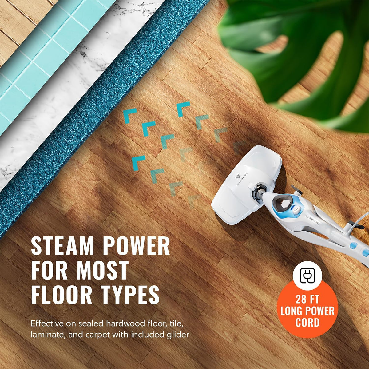 PurSteam 10-in-1 Steam Mop, Floor Steamer with Detachable Handheld Steam Cleaner for Tile, Hardwood Floors | Steam
