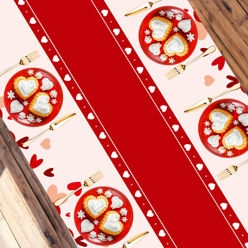 Valentines Day Decorations,3 Pack Valentines Tablecloth 54 x 108 Inch,Plastic Table Cloth Disposable Rectangle,Heart