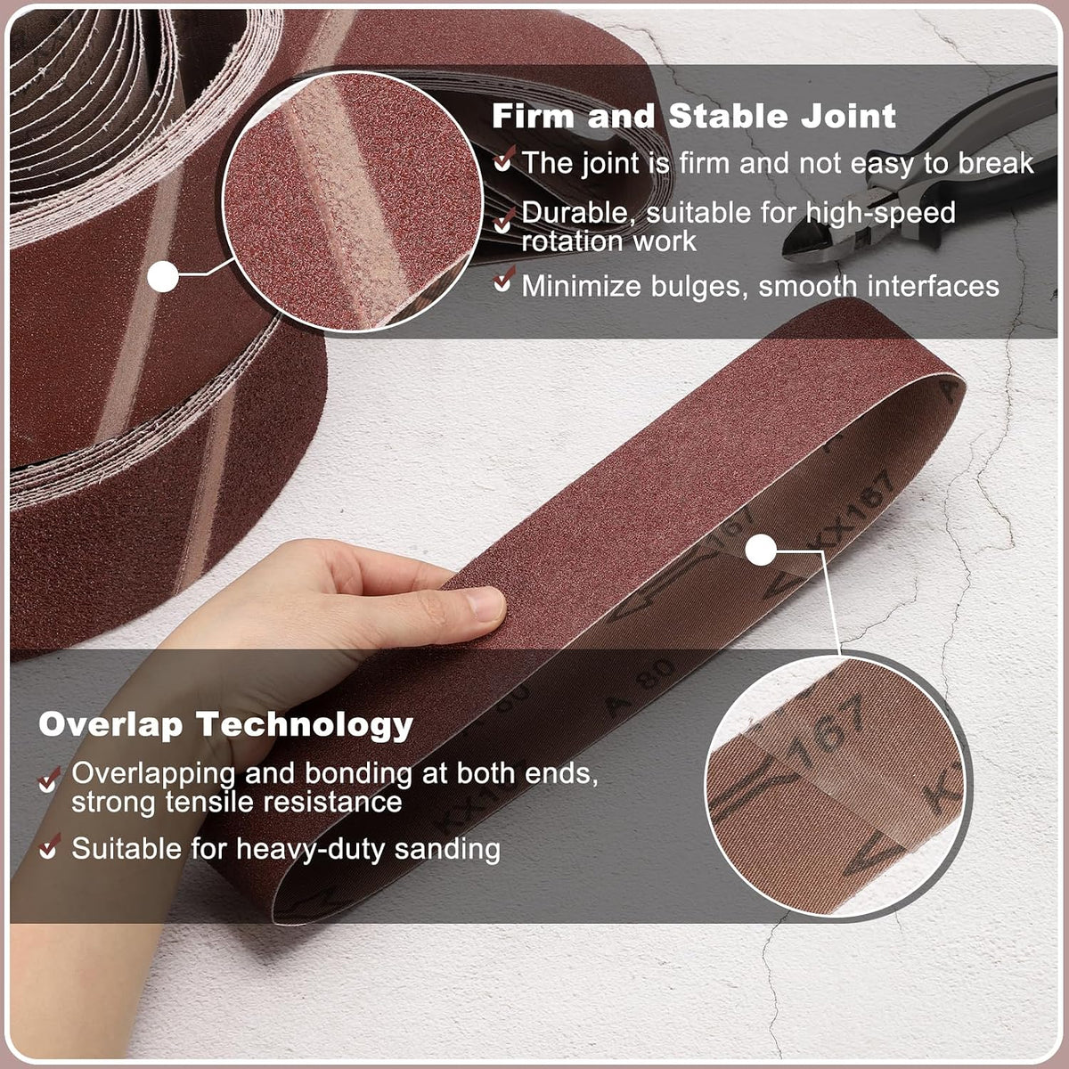 HARFINGTON 6 x 89 Inch Sanding Belts, 4 Pcs 100 Grits Aluminum Oxide