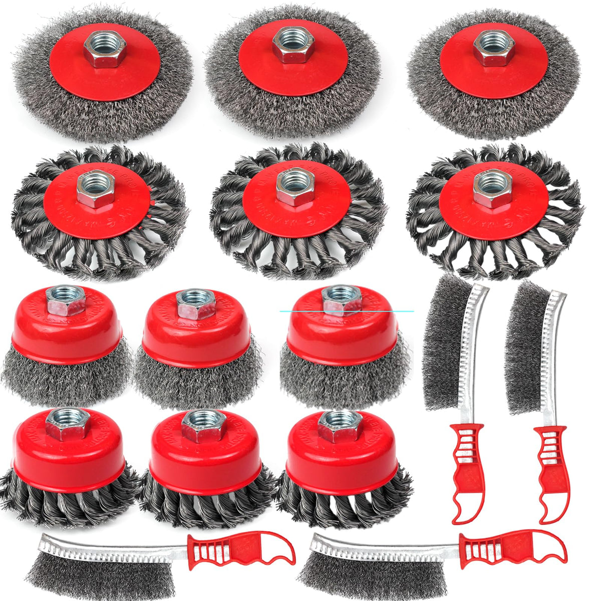 Asherxin 10 Pack Wire Wheel Brush for Angle Grinder & 4pcs Scratch Brushes