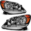 Headlight Assembly for Honda Odyssey 2005 2006 2007 Black Housing Amber Reflector Headlamp Replacement Pair（W/O Bulbs）