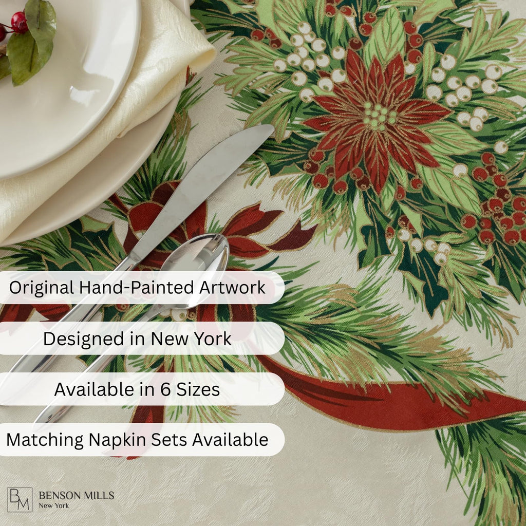 Christmas Ribbons Tablecloth (70" Round)