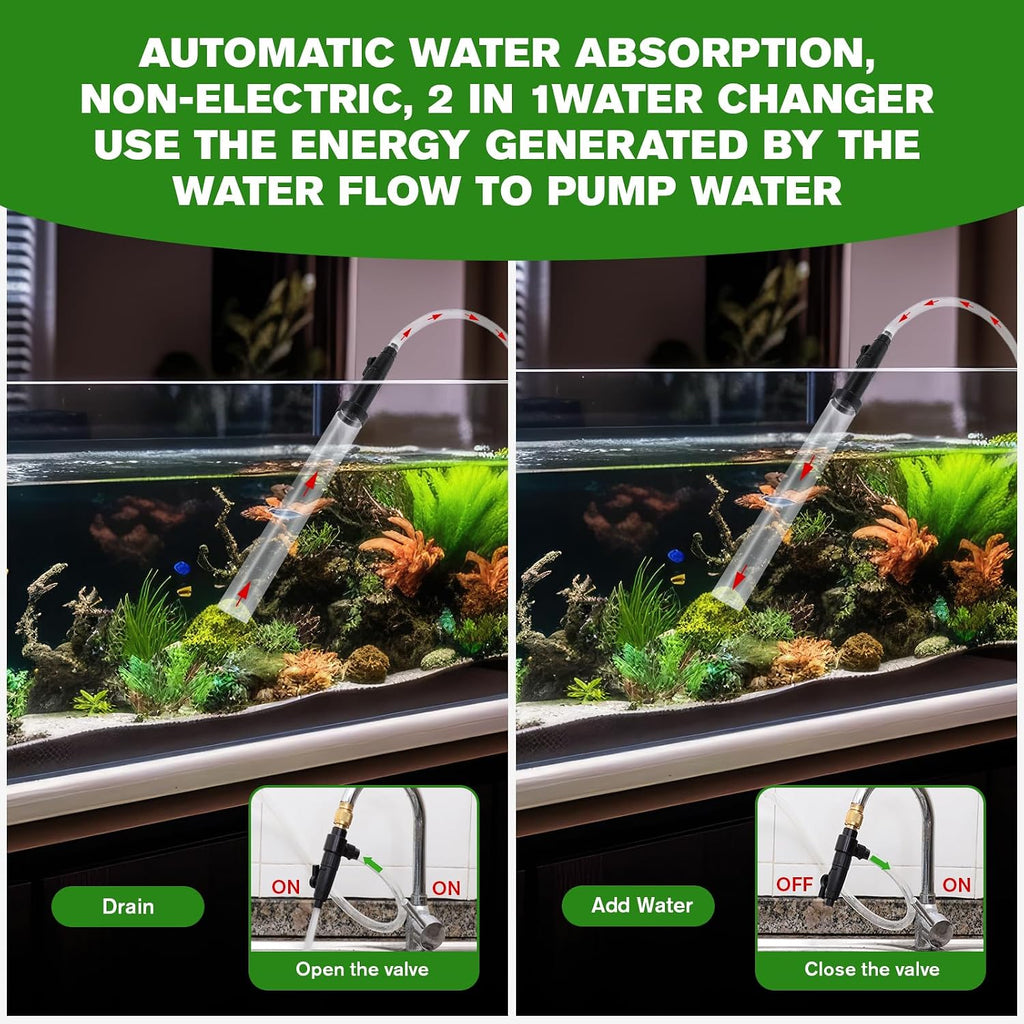 Aquarium Siphon Vacuum Gravel Cleaner Kit for Fish Tank（32ft）
