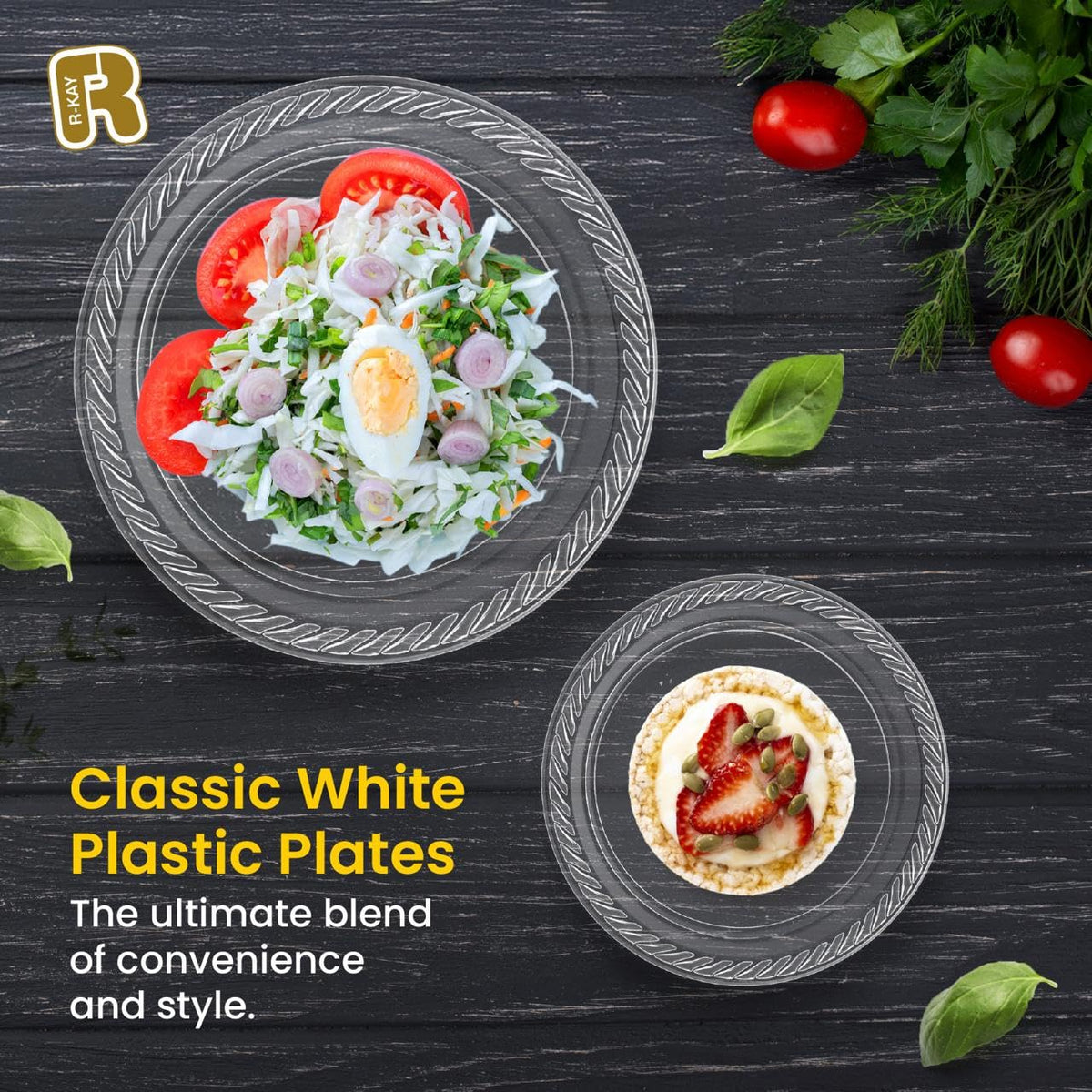 100 Pack 6 Inch Clear Plastic Plates - Heavy Duty Small Dessert Plates - Microwavable Small Appetizer Plates