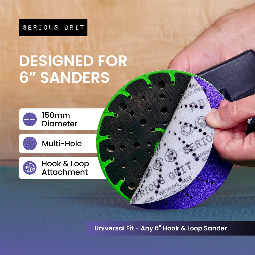 Serious Grit - 6-Inch P40 Grit Ceramic Multi-Hole Sanding Discs - 25 Pack
