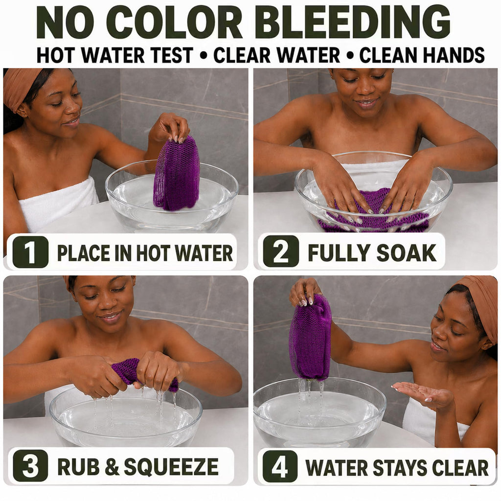 African Net Sponge, Exfoliating Body Scrubber for Back, 5 Pack