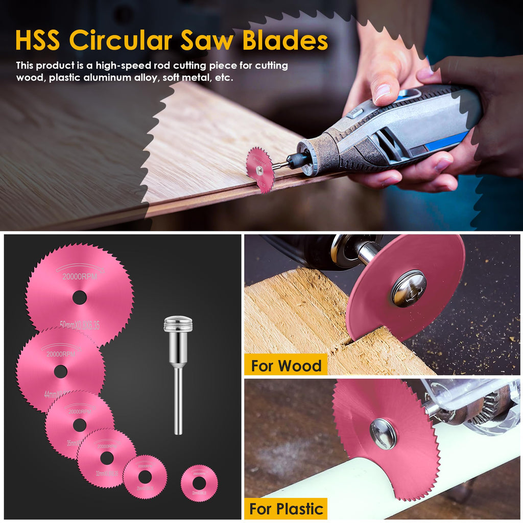 44 Pcs Pink Cutting Wheel Set Compatible with Plastic for Rotary Tool