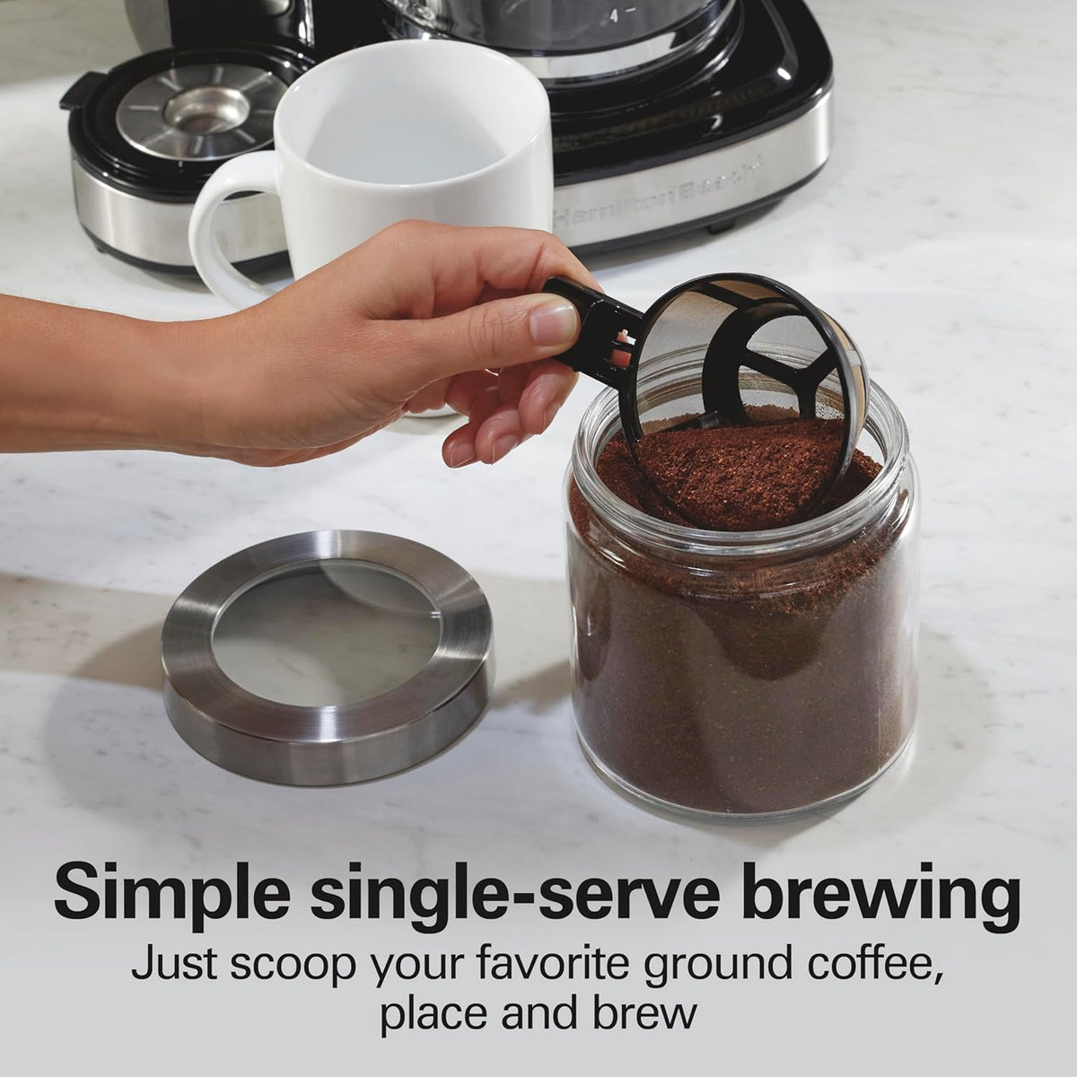 2-Way Brewer Coffee Maker, Single-Serve and 12-Cup Pot, Black/Stainless Steel(49980A), Carafe | 12 Cup Glass Carafe