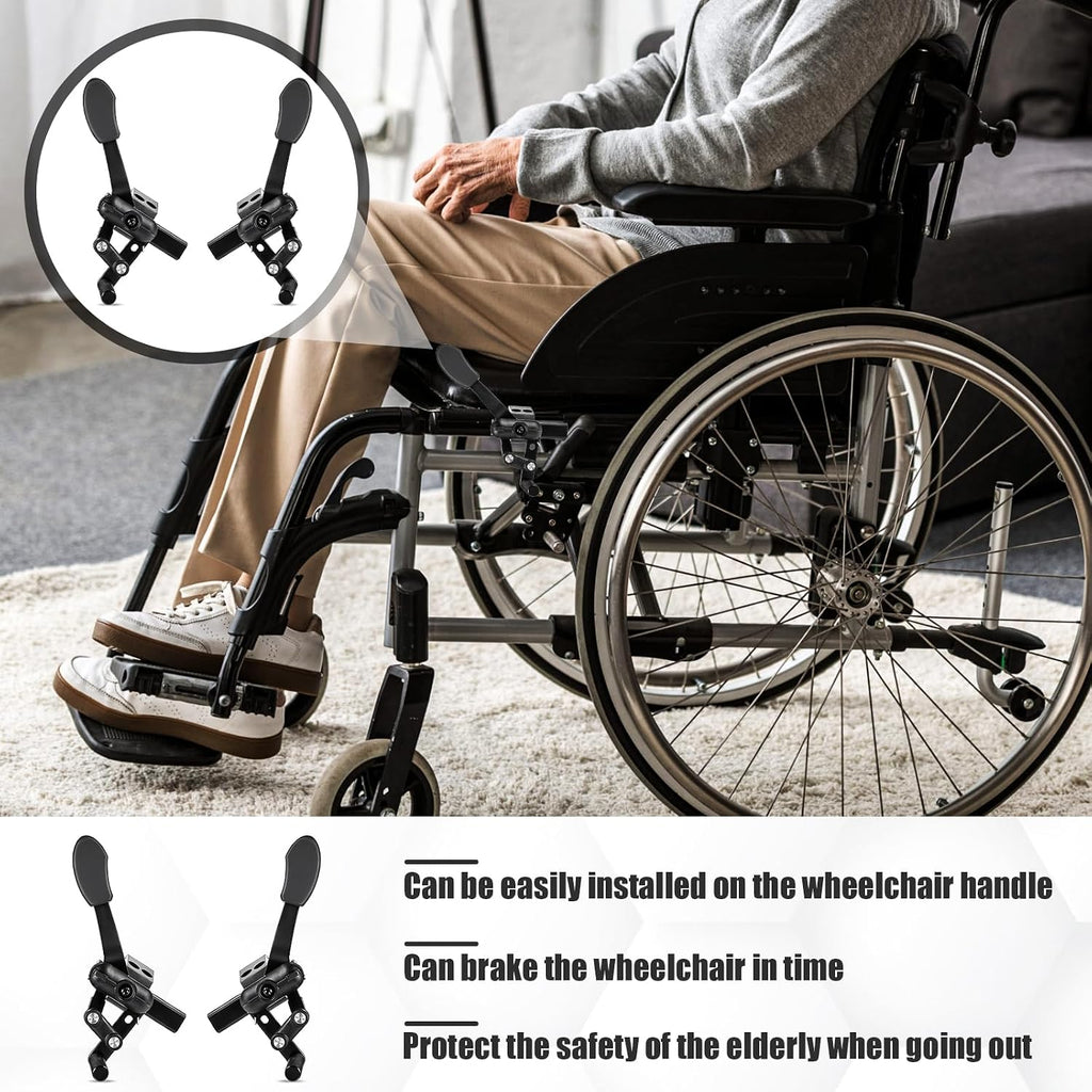 Heavy Duty Wheelchair Brakes Wheel Locks, Drive Wheelchair Parts, Transport Chair Brake, Universal Brake Replacement Parts for 1" Tubing, Side Mount Bolt on Style(1 Pair)