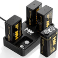 9V Batteries，[4-Pack] 3600mWh Rechargeable 9 Volt Battery with Charger Square Li-ion Betaria for Smoke