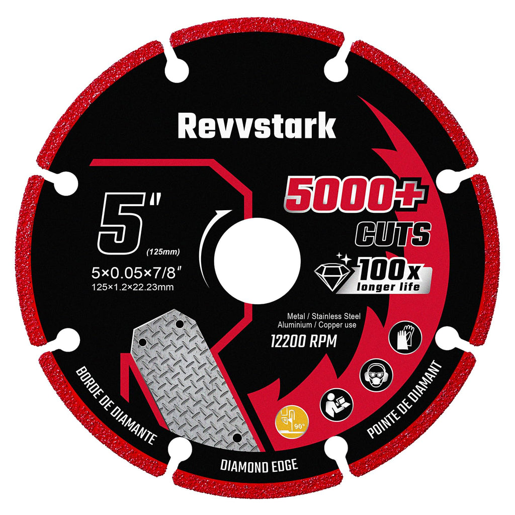 Revvstark 5 Inch Cut Off Wheel Diamond Cutting Wheel for Metal 7/8" Arbor
