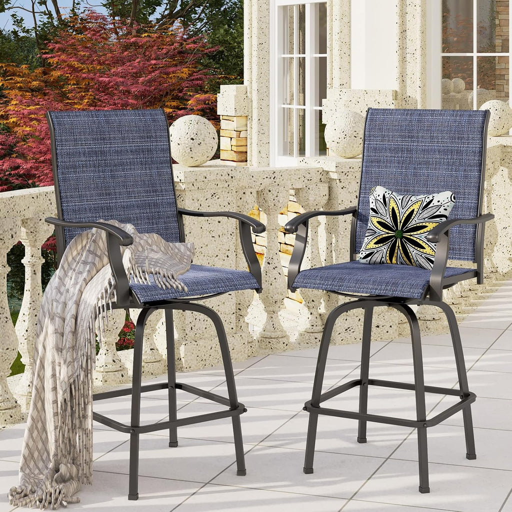 Outdoor Bar Stools Swivel Set of 4, Bar Height Patio Chairs