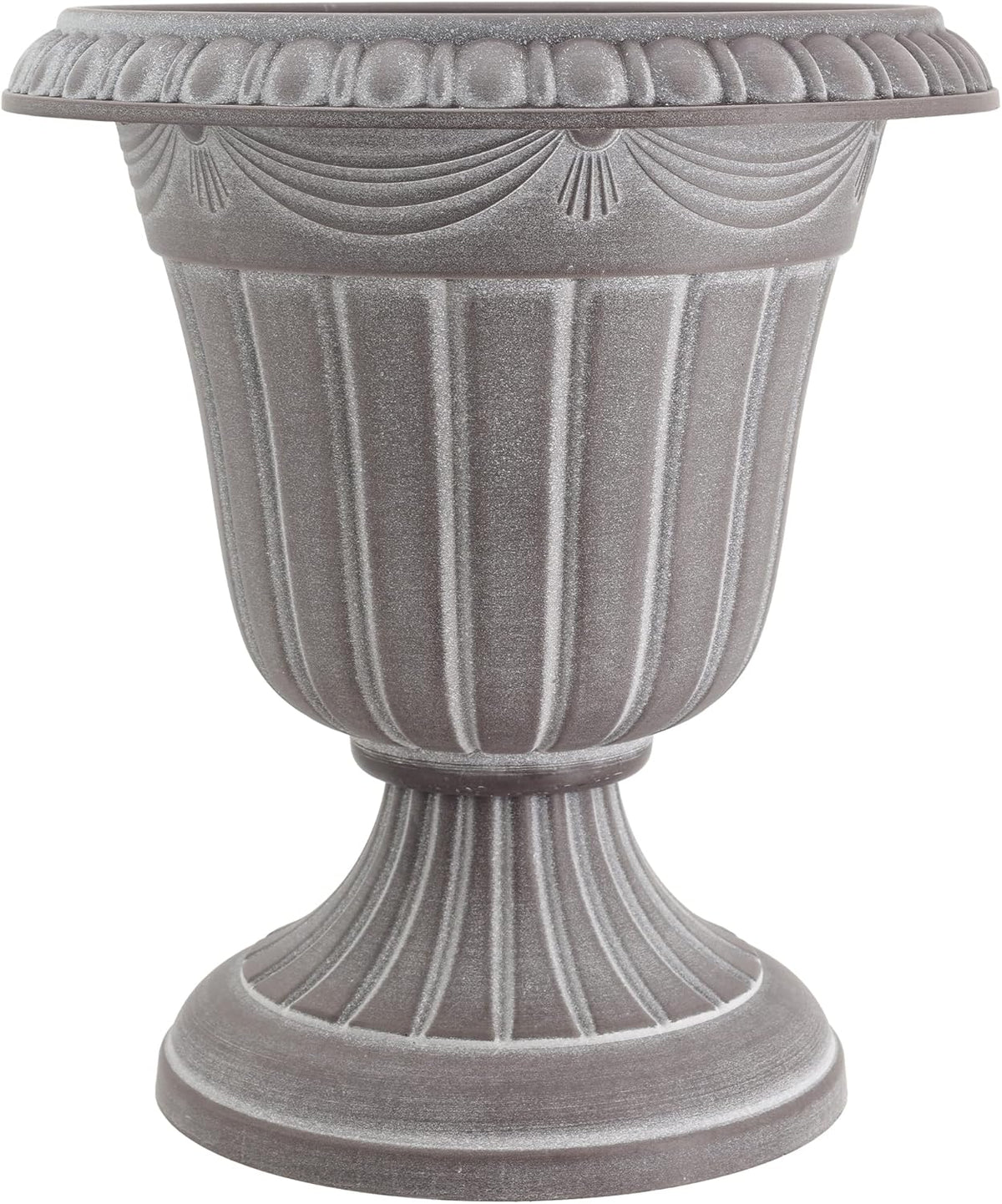PL10WW Classic Traditional Plastic Urn Planter, 15" x 13", Whitewash