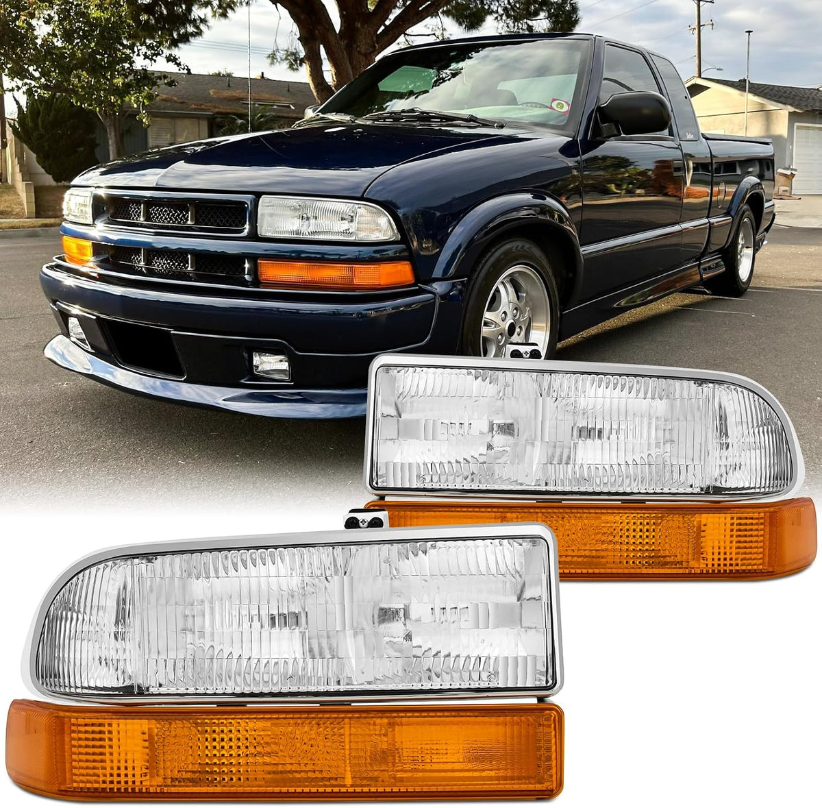 Headlights Assembly For 1998-2004 Chevy S10/for 1998-2005 Chevy Blazer Set