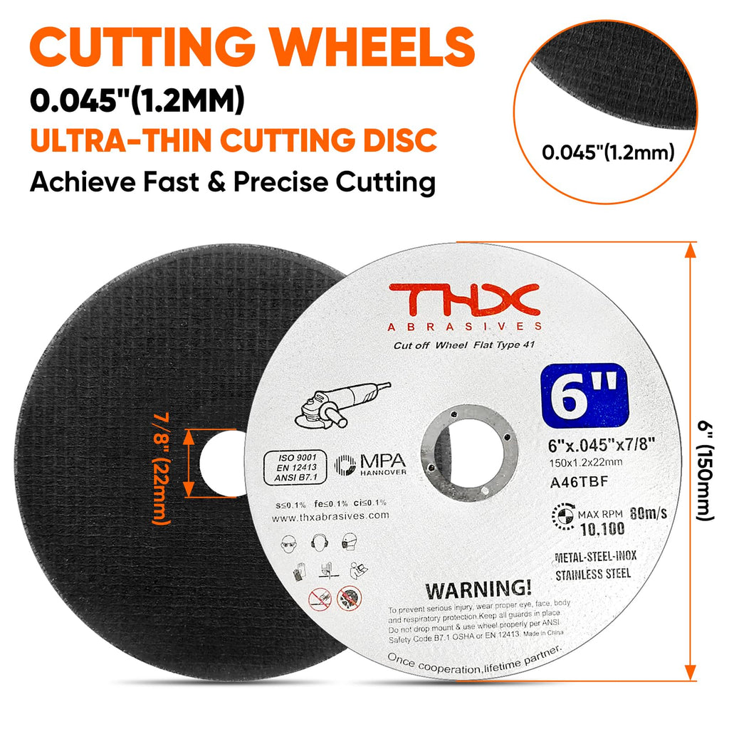 THX 6 Inch Cut Off Wheel,Long-Lasting Thin Cutting Wheel,25 Pack