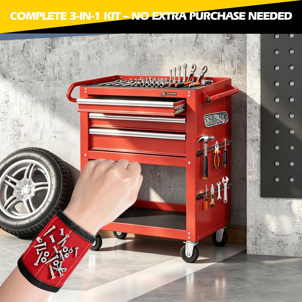 OZJAY Double Sided Magnetic Tool Holder Set with Tray & Wristband, 2-Pack