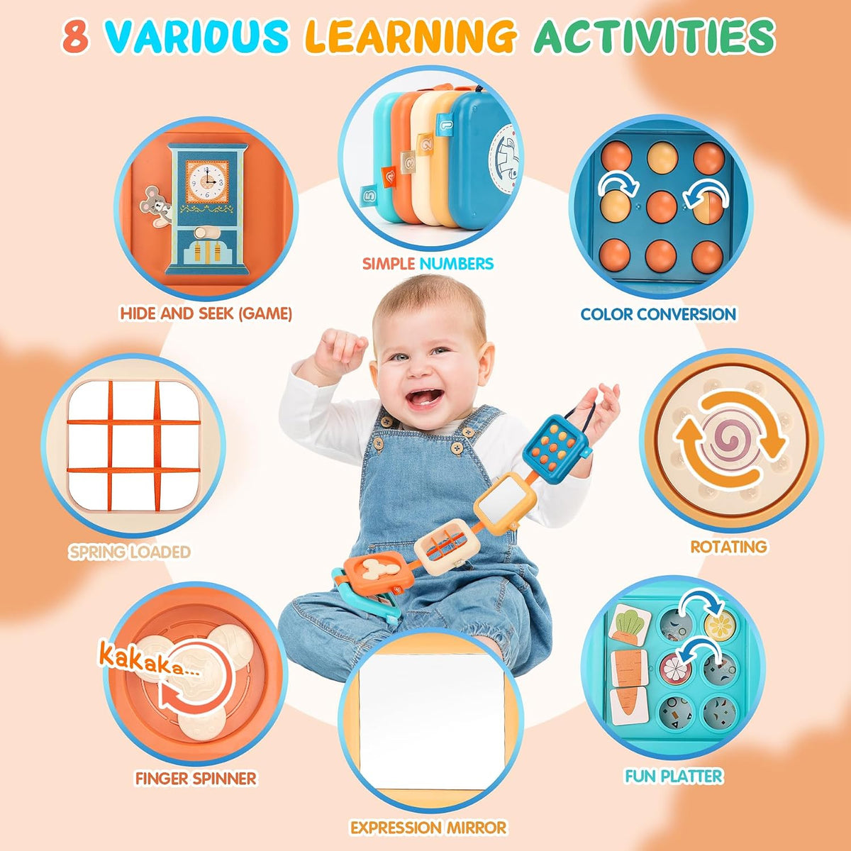 Busy Board for 1 Year Old, Travel Toys for Toddler 1-3 on Plane Car, Montessori Busy Board Busy Cube, Toys for 1 Year