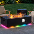 42" Rectangular Outdoor Propane Fire Pit Table with LED for Outside Patio
