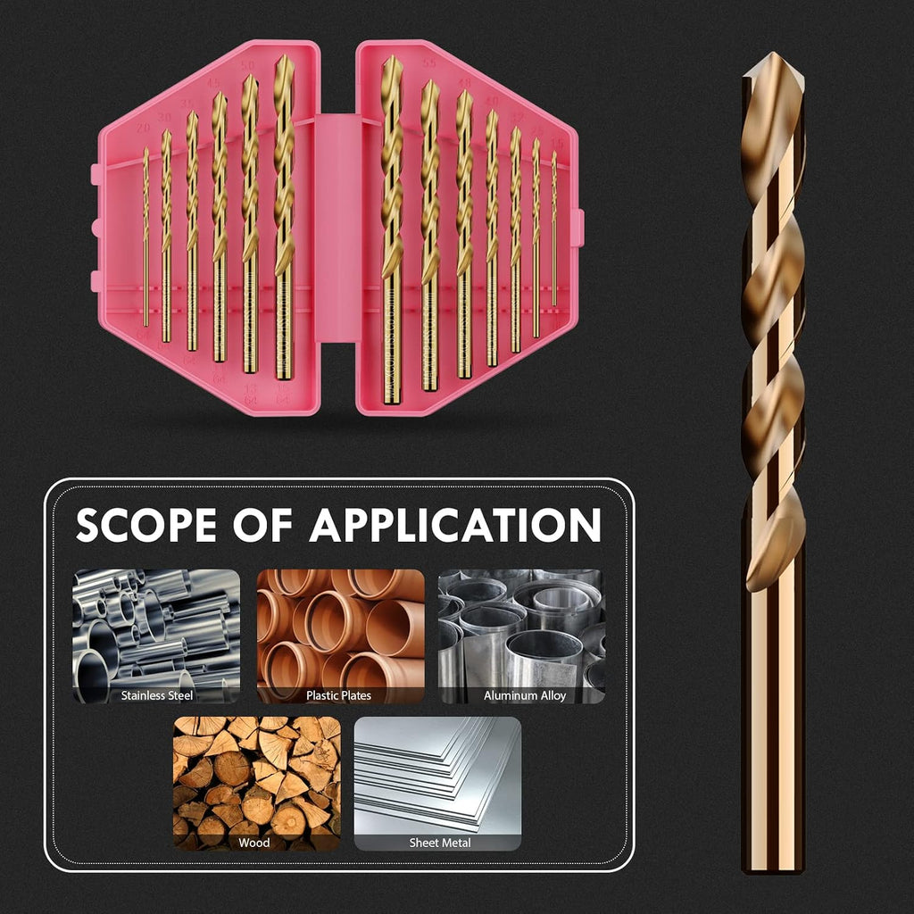 Metric 13Pcs(1.5mm-6.5mm) M35 Cobalt Drill Bit Set