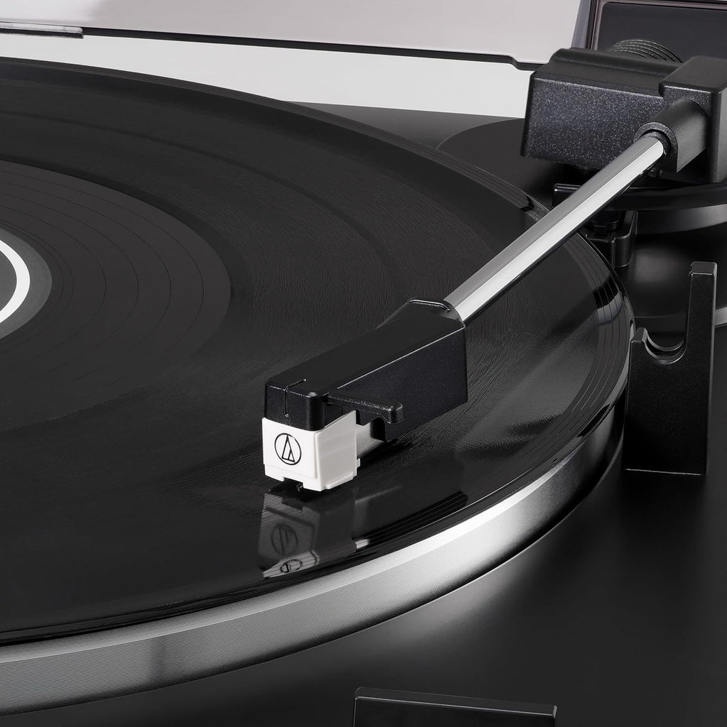 AT-LP60X-BK Fully Automatic Belt-Drive Stereo Turntable, Black, Hi-Fi, 2 Speed, Dust Cover, Anti-Resonance, Die-Cast