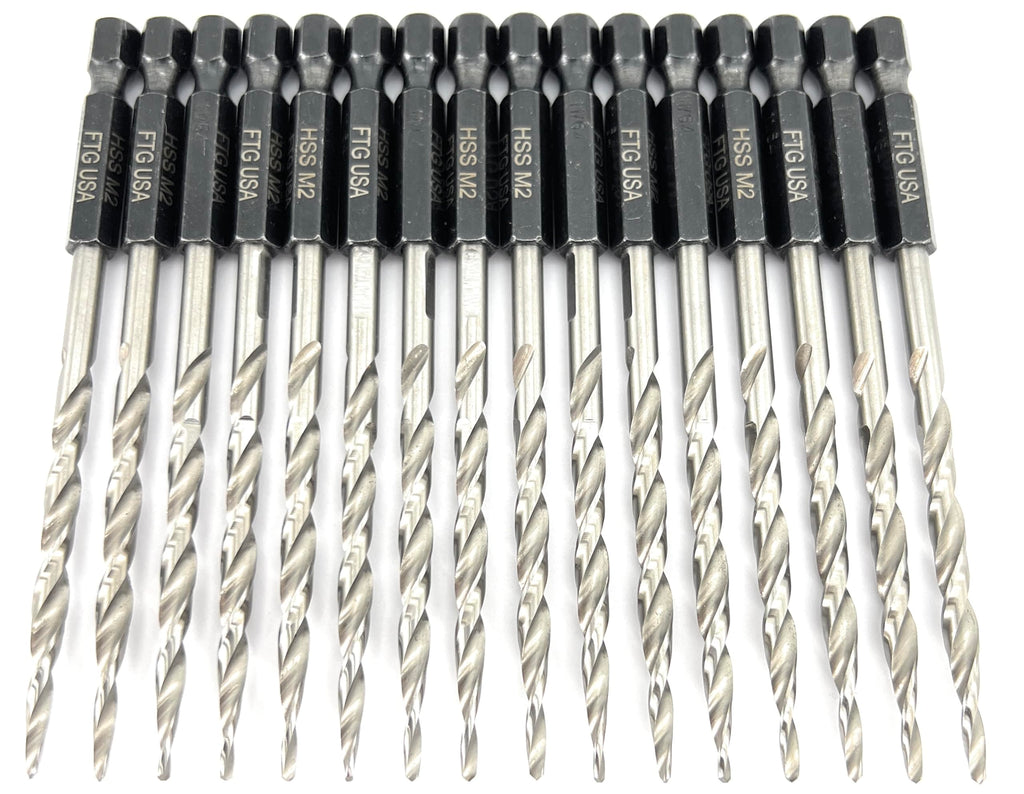FTG USA 16Pc #8 (11/64") Replacement Countersink Drill Bit Set Tapered Bits