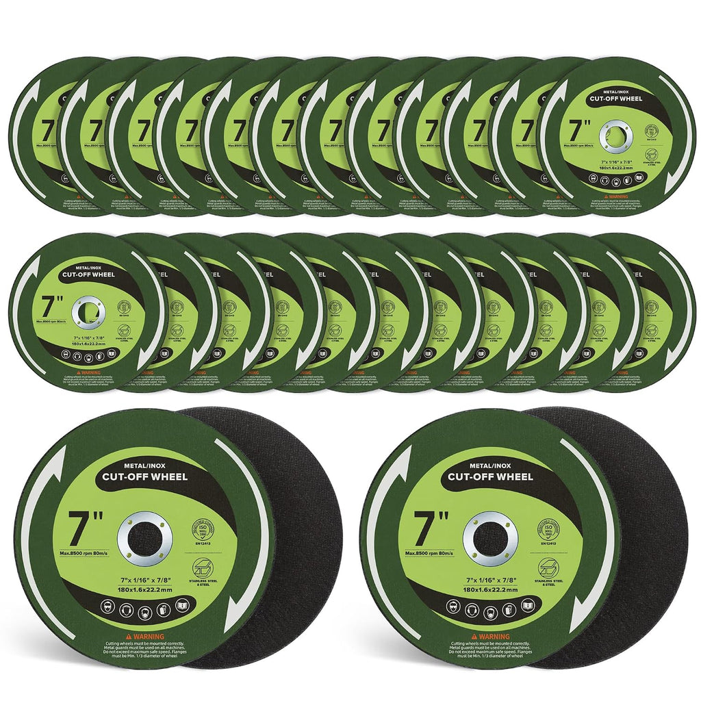 25 Pack 7" Cut Off Wheels 7" x1/16 x7/8" Angle Grinder Cutting Discs for Metal & Stainless Steel
