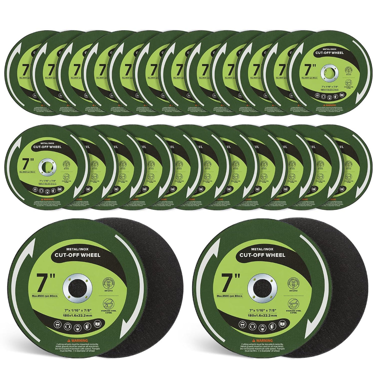 25 Pack 7" Cut Off Wheels 7" x1/16 x7/8" Angle Grinder Cutting Discs for Metal & Stainless Steel
