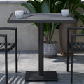 Commercial Outdoor Patio Bistro Dining Table - Faux Gray Wash Teak Poly Slats - 30" Square