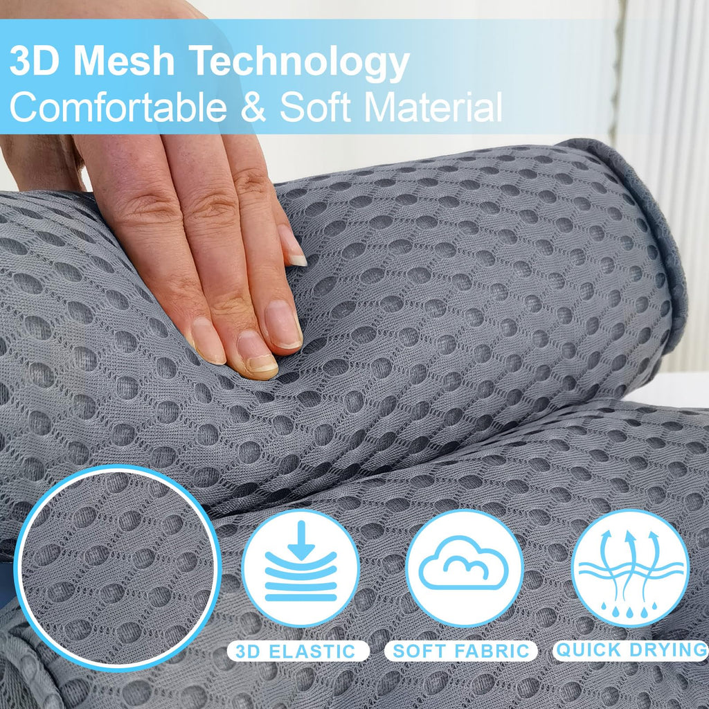 Luxury Bath Pillows for Tub Soft Mesh Strong 6 Suction Cups Gray