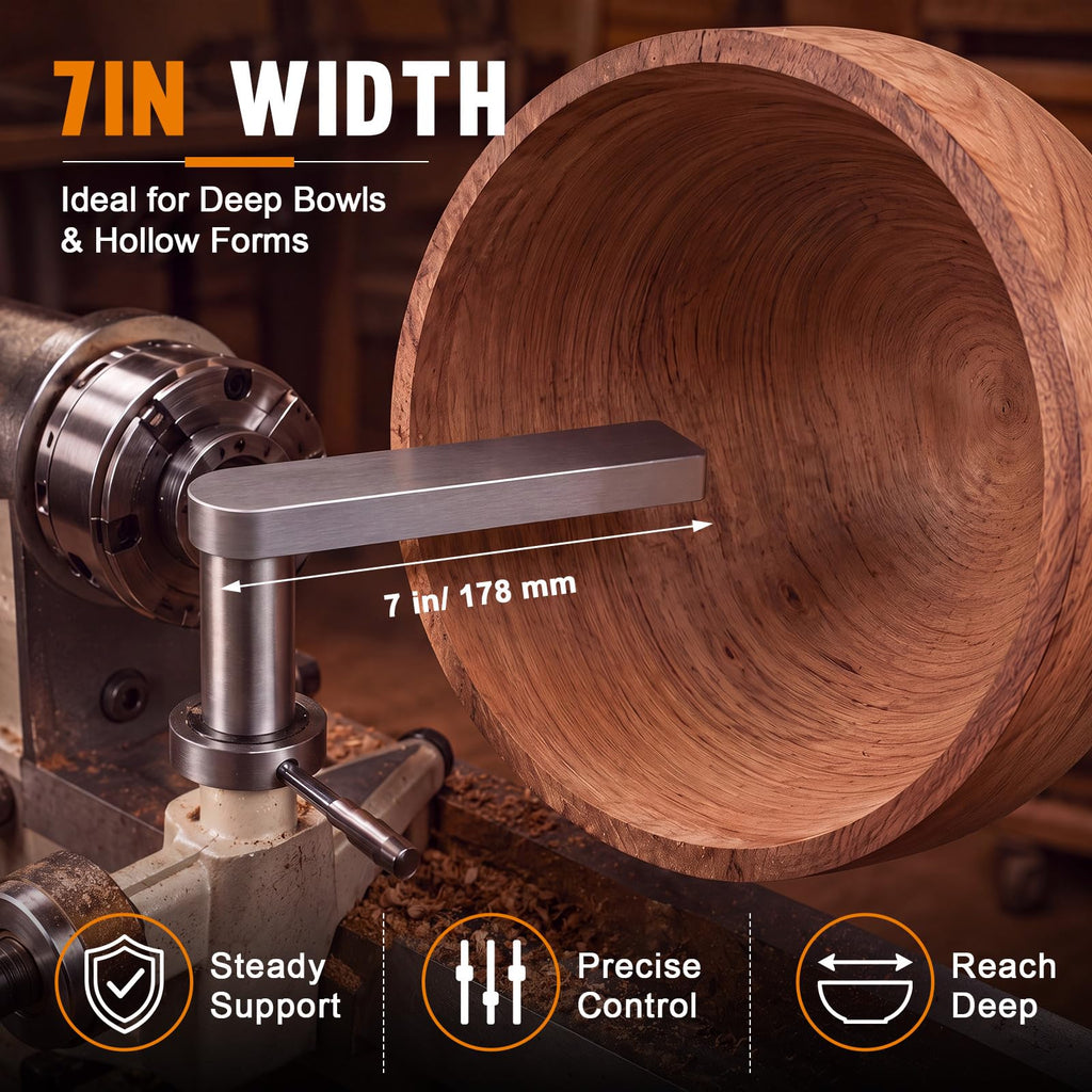 ElaraBerry 7'' Wood Lathe Tool Rest for Bowl Hollowing
