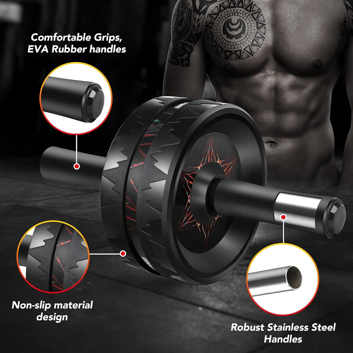 AB Roller Wheel - Ab Roller for Abdominal Workout and Core Strength Training, Portable Ab Wheel Roller Exercise for