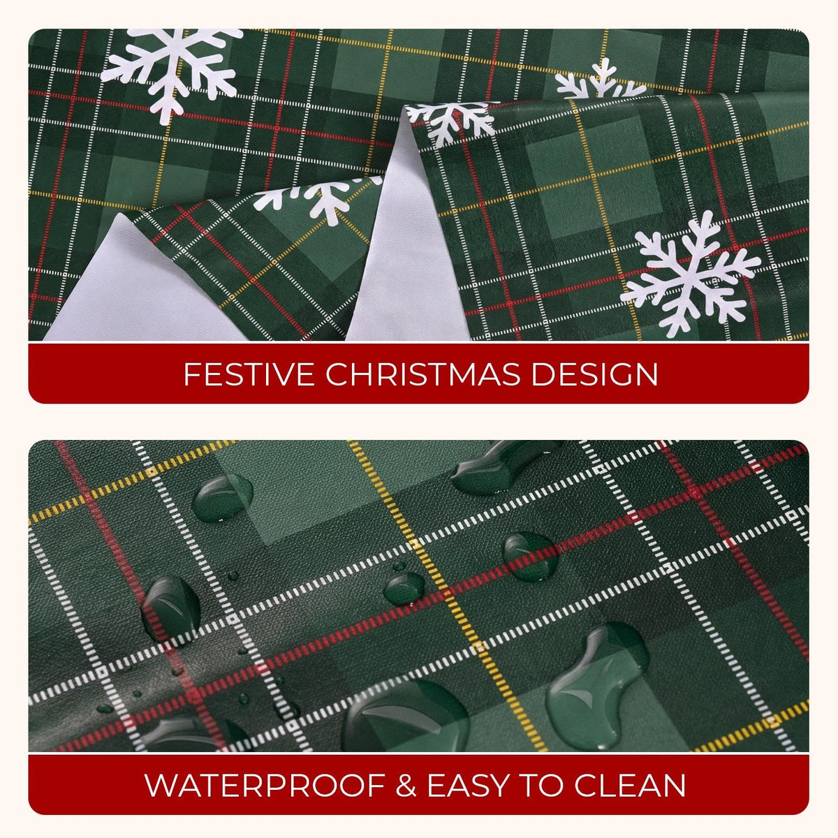 Christmas Plaid Vinyl Tablecloth, Rectangle 54 x 78, Green