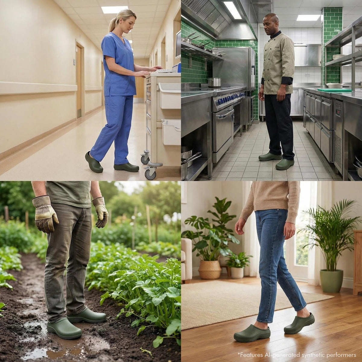 Closed Toe Work Clogs for Women & Men, Waterproof EVA Nurse and Chef Shoes