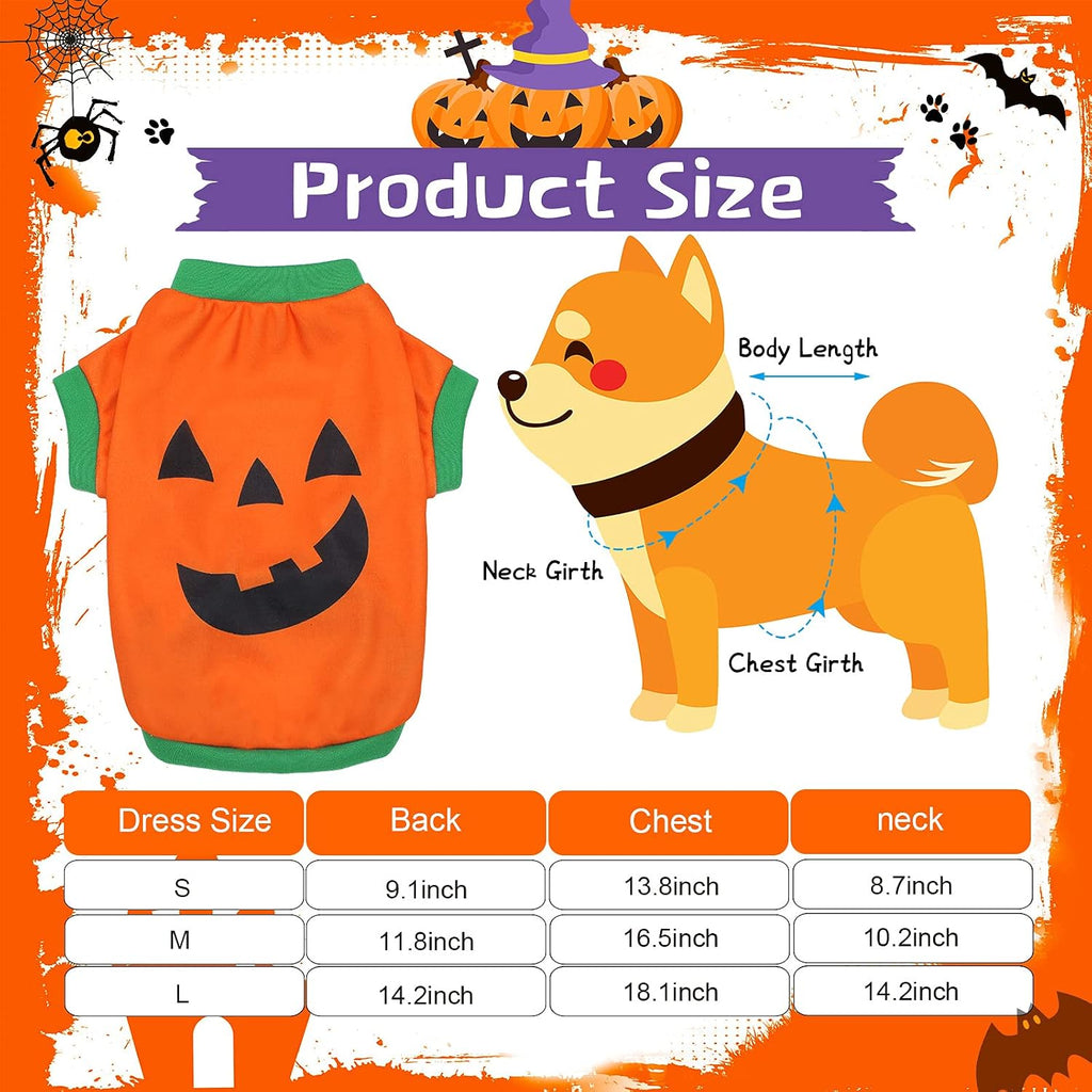 5 Pcs Halloween Dog Shirt & Clothes - Pumpkin Ghosts Skeletons Pet Costume