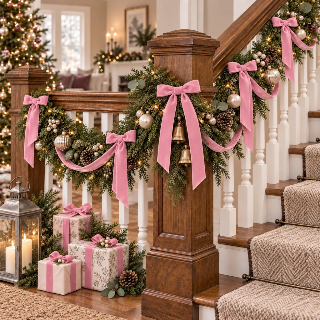 25 Yards Pink Velvet Ribbon for Christmas Tree, 1.5 Inch
