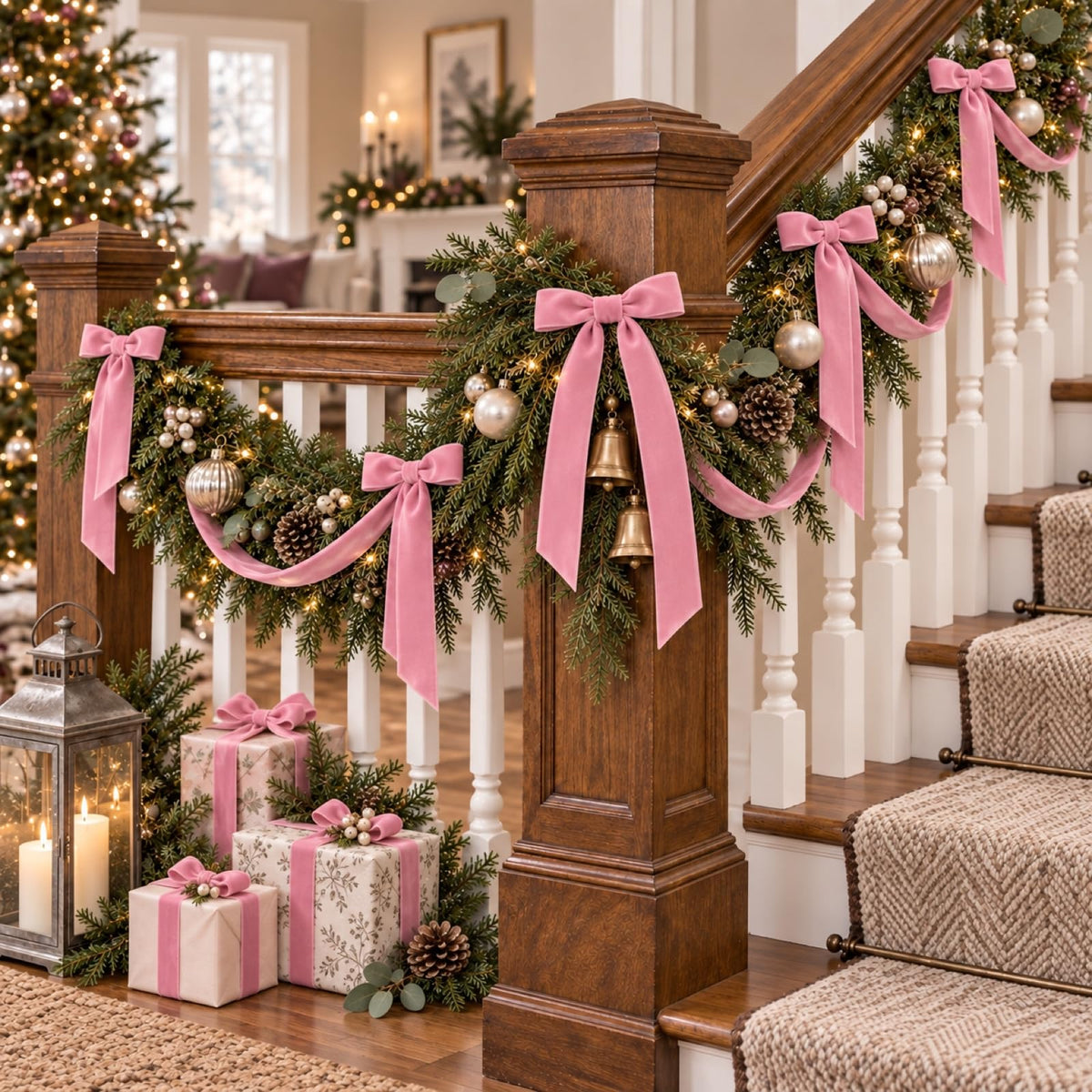 25 Yards Pink Velvet Ribbon for Christmas Tree, 1.5 Inch