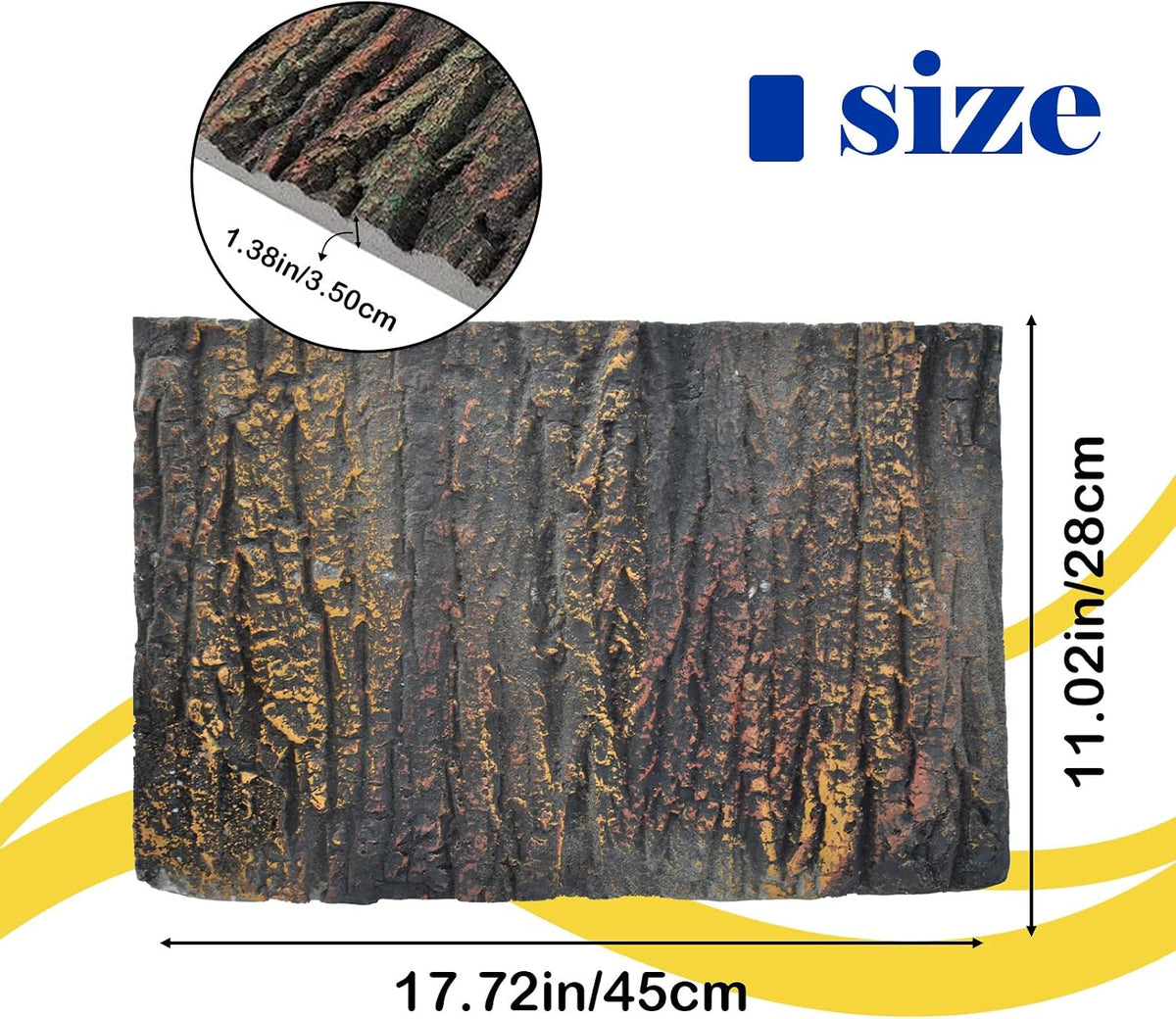 Reptile Terrarium Cork Background,17.72x11.02 Inches 3D Bearded Dragon Tank Backgrounds Wall Reptile Stereo Backdrop