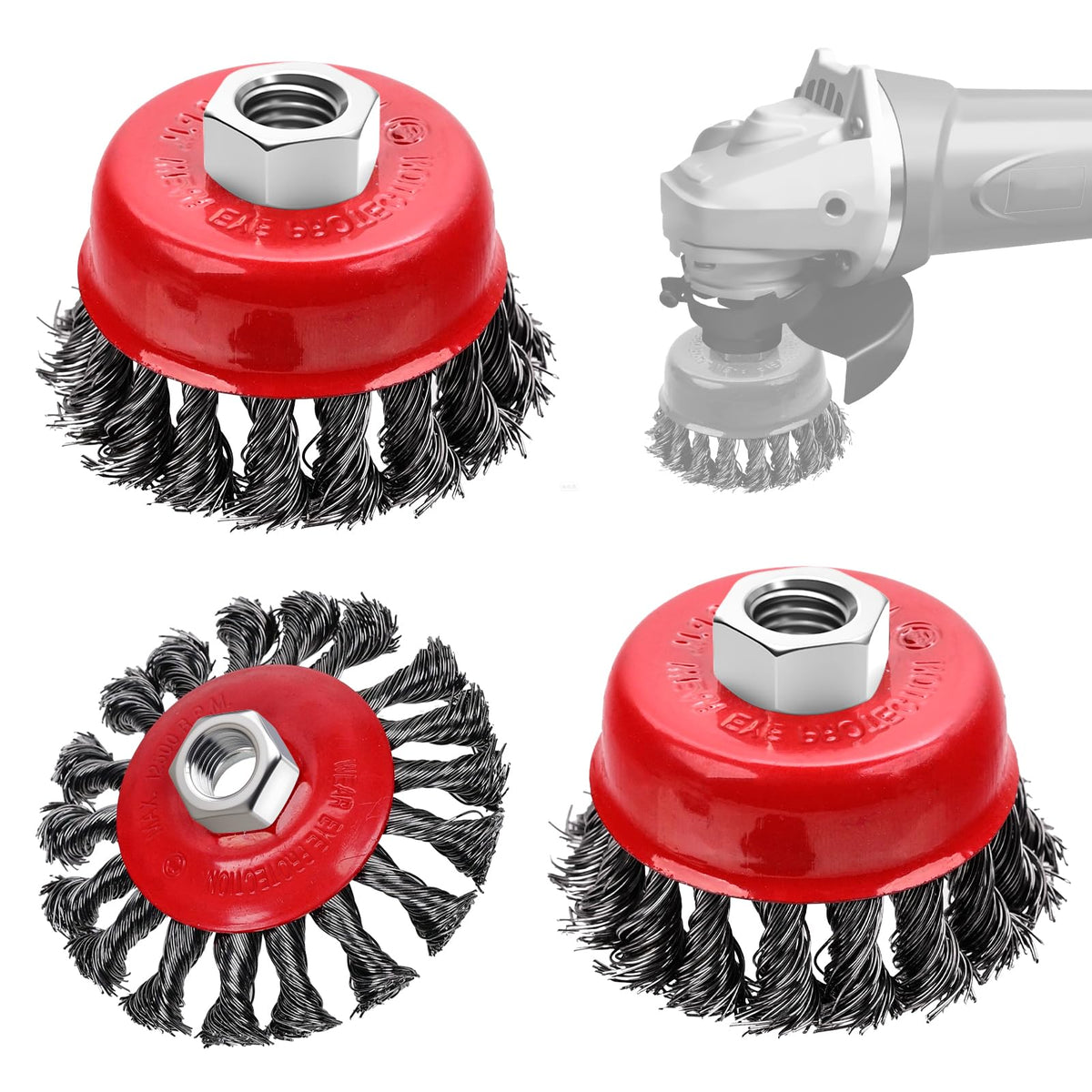 MIKILIKIEN 3 Pack Wire Wheel Brush for Angle Grinder