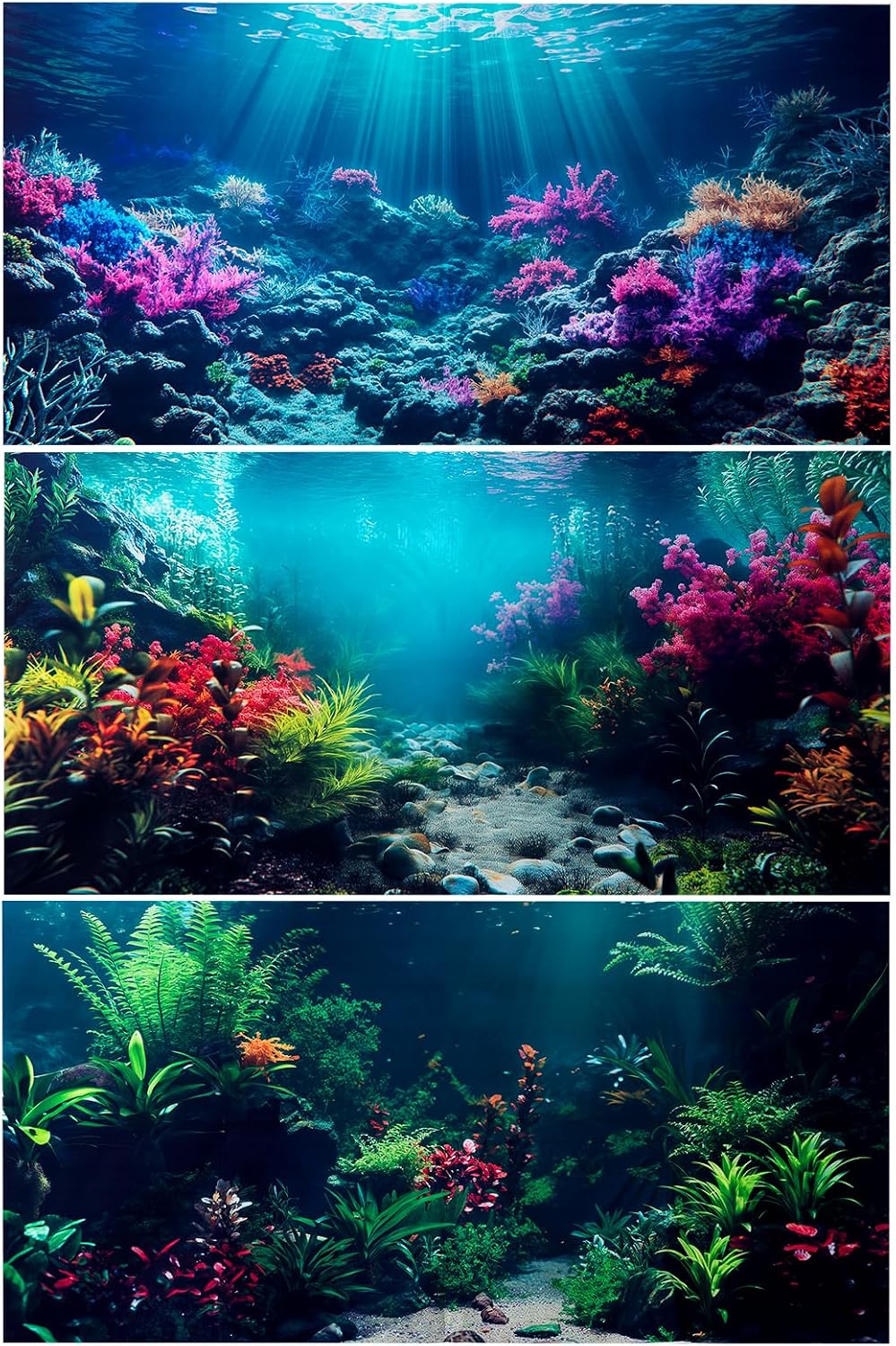 3 Pack Aquarium Background, 30x18 inch Polyester Aquarium Background