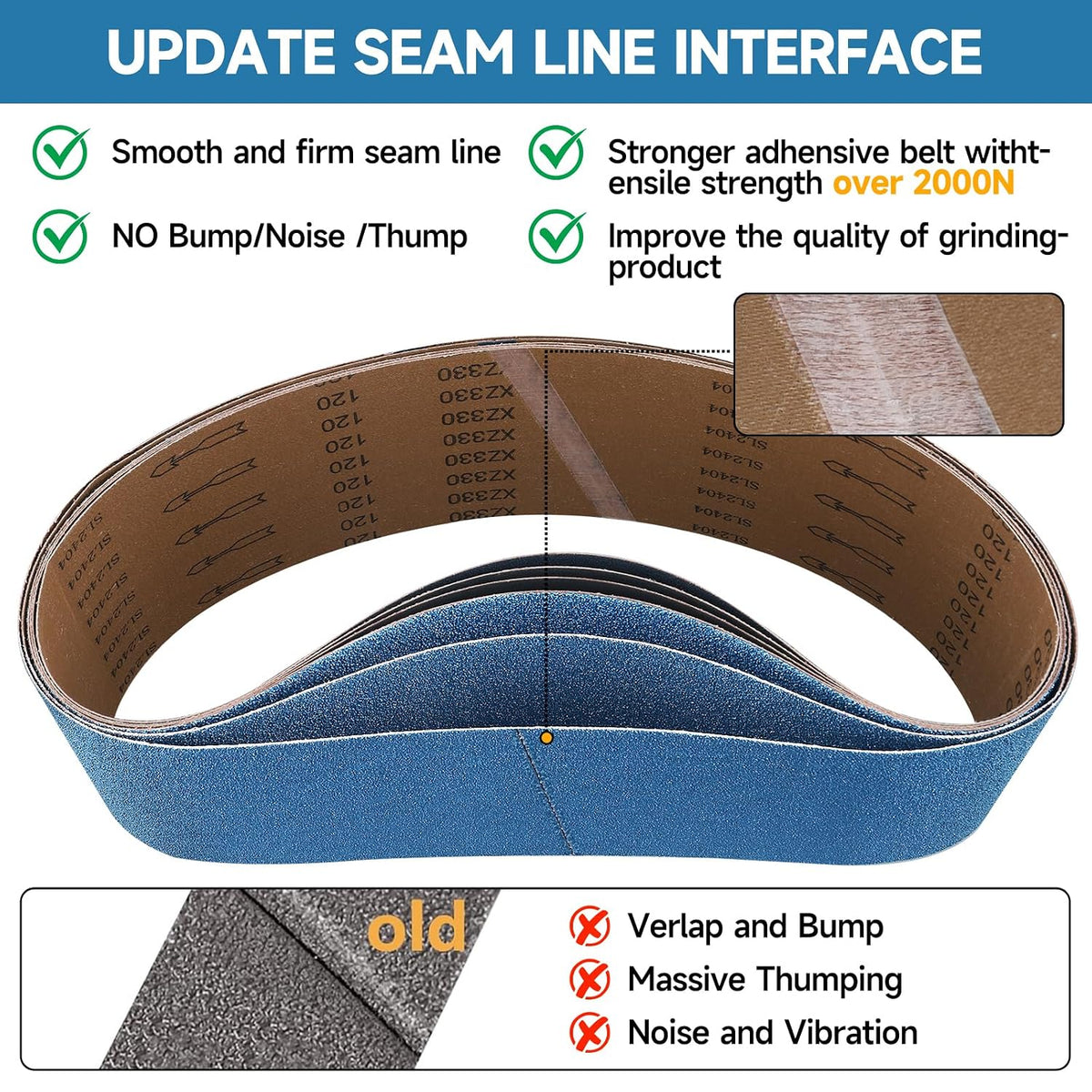 6-Piece Premium 6 x 48 Inch Zirconia Sanding Belts 40-400 Grit