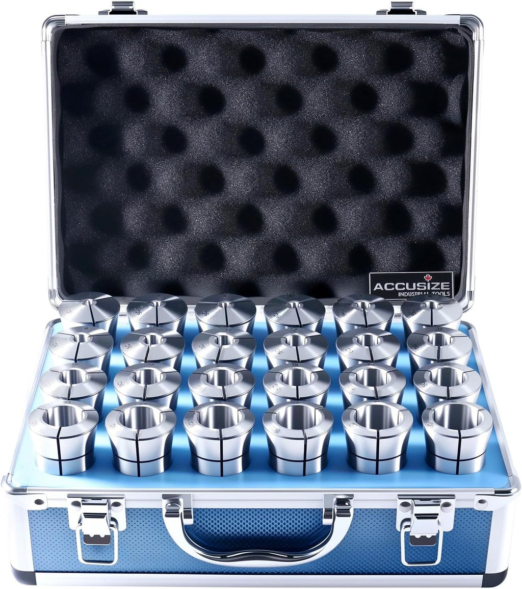 Accusize 5C Precision Round Collets Hardened & Ground, 3-26mm, 24-Pc Set