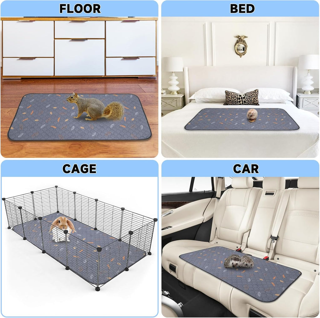 2 Pack Washable Guinea Pig Pee Pads, 24"x48" Reusable Cage Liners
