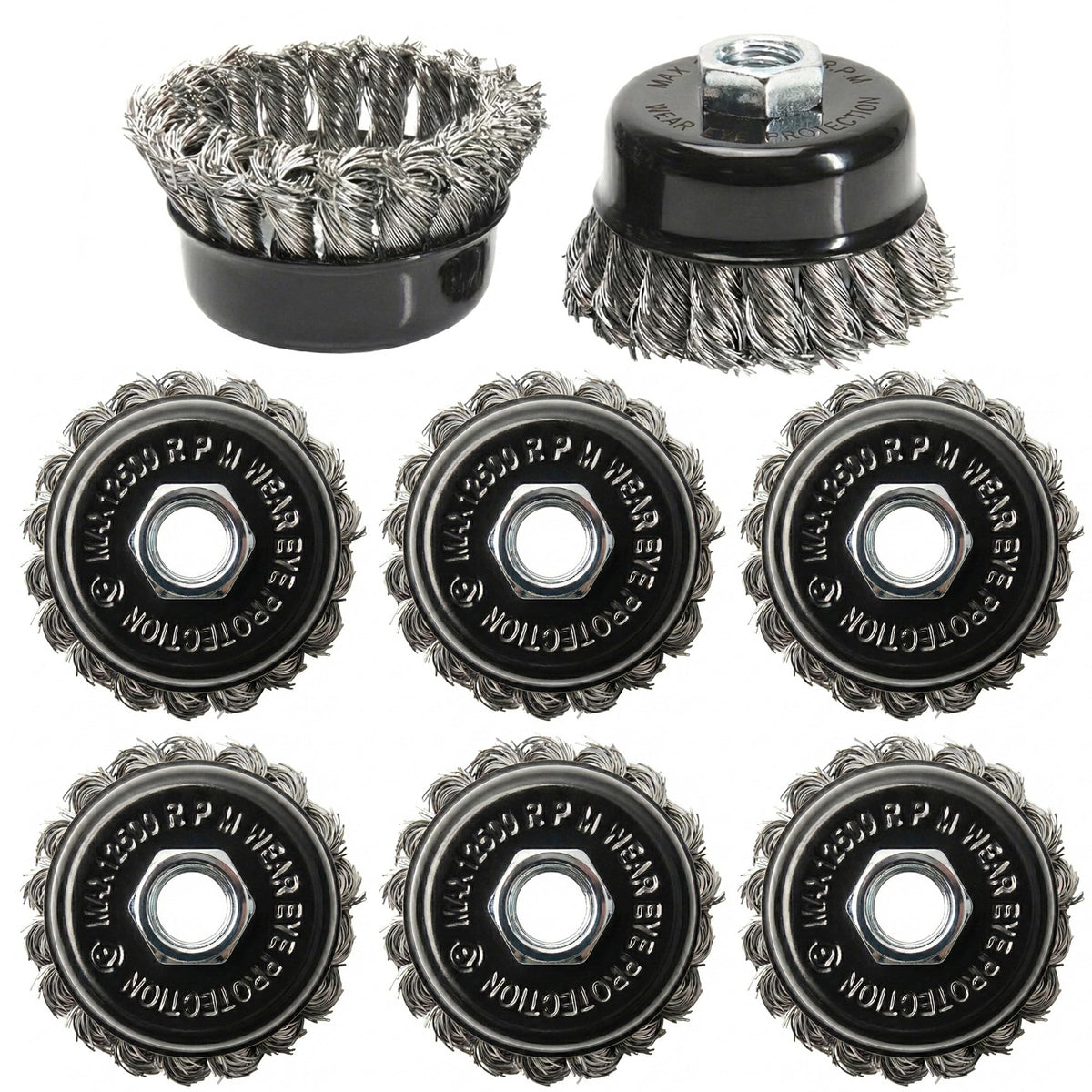 8 Pack 3 Inch Stainless Steel Wire Wheel Cup Brush for Angle Grinder, Twist Knotted Wire Wheel Brush for 4 1/2 Angle Grinder with 5/8" Thread Arbor for Removing Rust