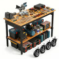 Double Layer 60 Inch Adjustable Workbench for Garage with Storage