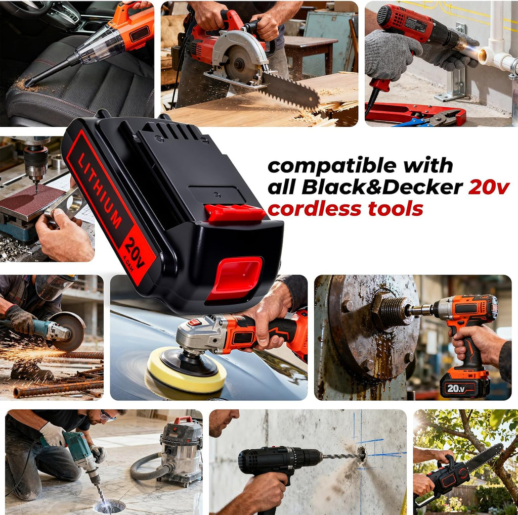 20V 4.0Ah Battery for Black and Decker Lithium-Max Tools 2-Pack