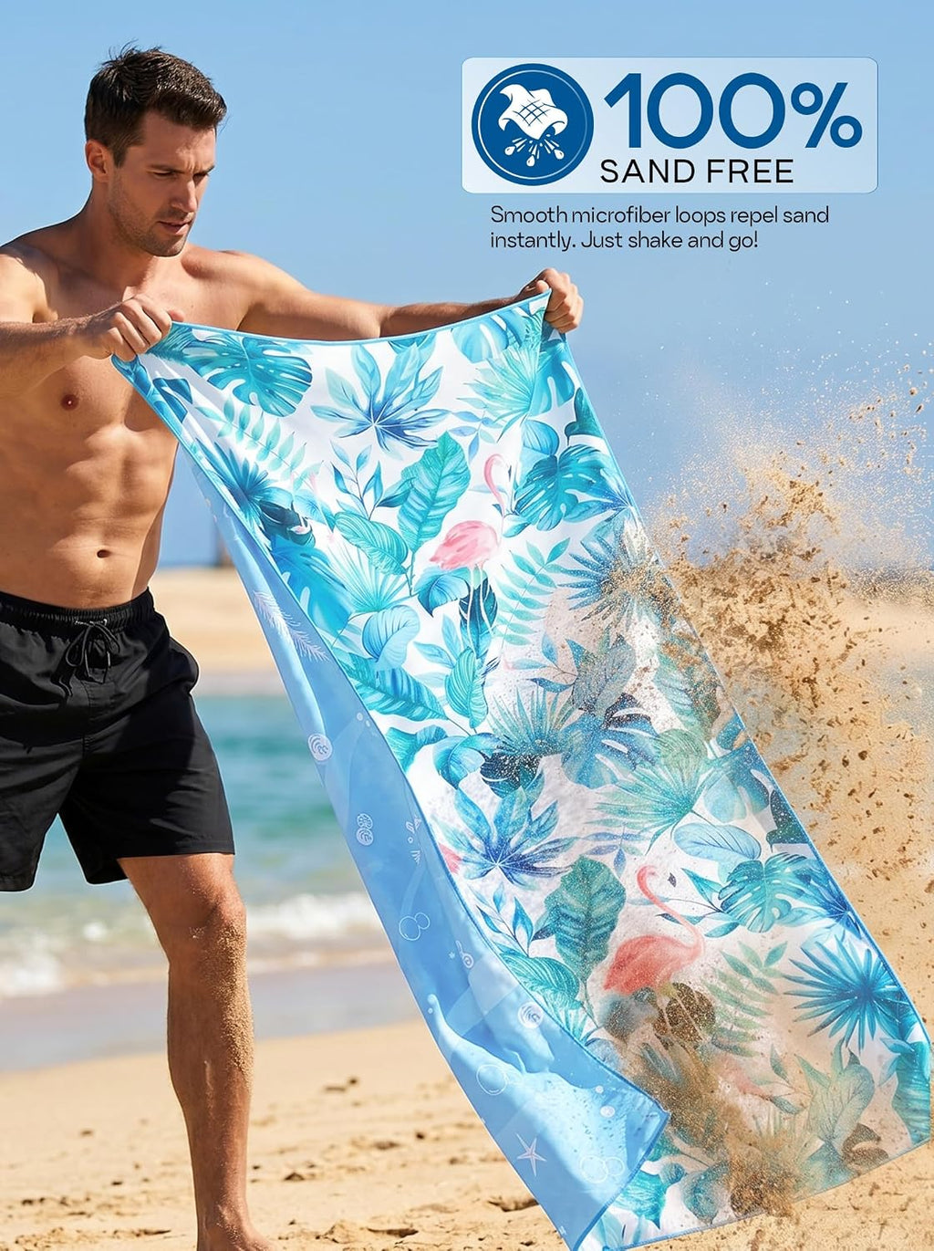 Thin Microfiber Beach Towel 2 Pack 32x71 Inch, Lightweight | Sand Free, Absorbent, Extra Large, Compact, With Travel