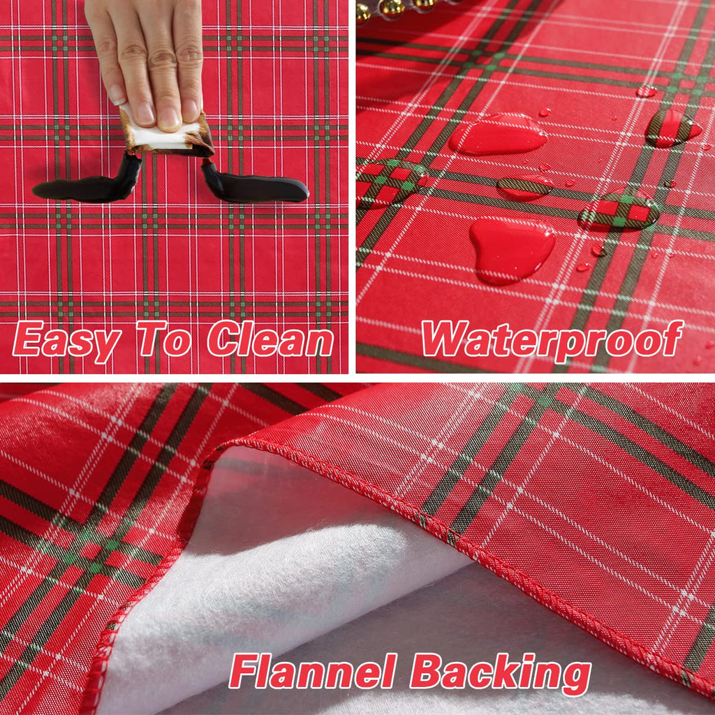 Christmas Vinyl Tablecloth Rectangle Buffalo Plaid, Red, 52"x70"